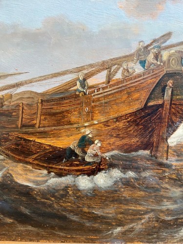  - Mer agitée avec des bateaux, Marine hollandaise du XVIIe siècle