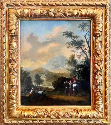 Travellers at rest in a sunset landscape - Attributed to Franz Paula de Ferg (1689 – 1740)
