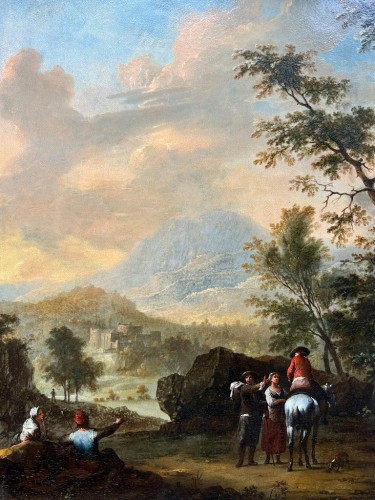 Travellers at rest in a sunset landscape - Attributed to Franz Paula de Ferg (1689 – 1740) - 