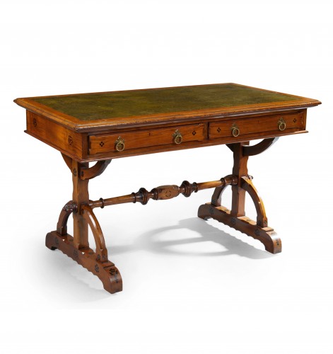 Table à écrire en noyer et ébène incrustée, Angleterre vers 1870