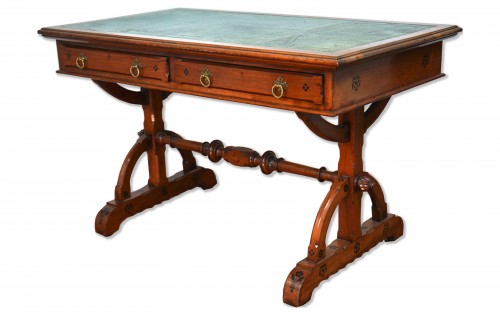 Table à écrire en noyer et ébène incrustée, Angleterre vers 1870 - Mobilier Style 