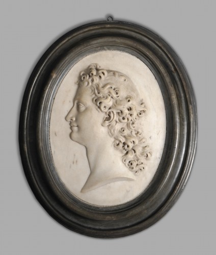 Marble relief portrait of a classical male - Sculpture Style Louis XIV