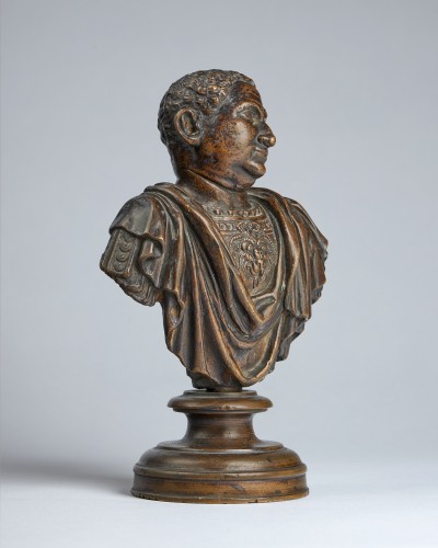 Buste en bronze d'un empereur romain, Italie du nord XVIe siècle - Sculpture Style Renaissance