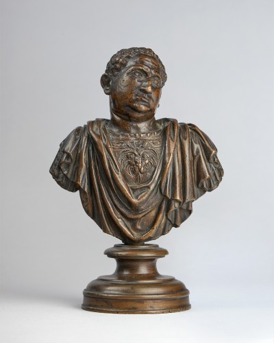 Antiquités - Buste en bronze d'un empereur romain, Italie du nord XVIe siècle