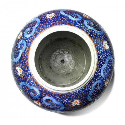 XIXe siècle - Pot en émail chinois Wucai « Phénix et pivoine »