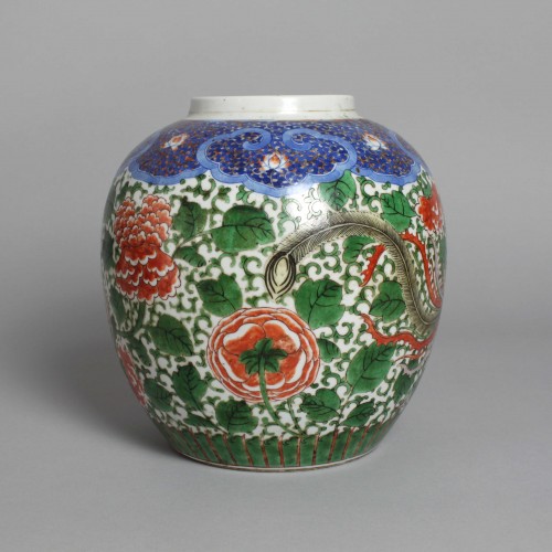 A Chinese Wucai ‘Phoenix and Peony’ Enamel Jar - 