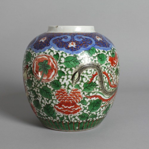 19th century - A Chinese Wucai ‘Phoenix and Peony’ Enamel Jar