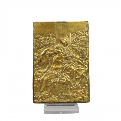 Relief en bronze doré de la Pietà, 19e siècle