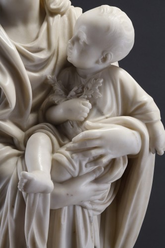 Sculpture Sculpture en Marbre - Une Mère montant au Ciel - Joseph Ducaju (1823 – 1891)