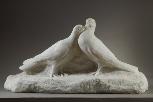 Sculpture Sculpture en Marbre - Les Tourterelles de Joseph d'Aste (1872-1940)