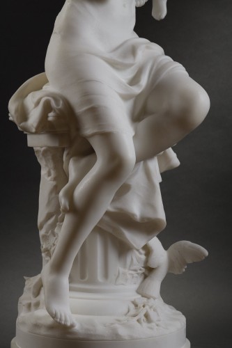 Sculpture Sculpture en Marbre - Vénus & Cupidon de Mathurin Moreau (1822-1912)