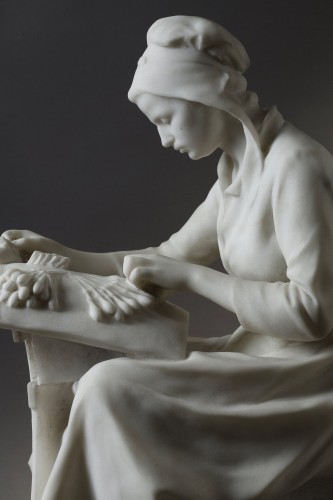 Sculpture Sculpture en Marbre - La Dentellière par Godefroid Vreese (1861-1941)