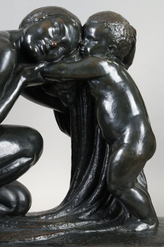Sculpture Sculpture en Bronze - Pierre Traverse (1892-1979) - La Femme et l’Enfant