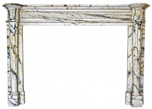 Louis XVI style fireplace in Arabescato marble from the late 19th century