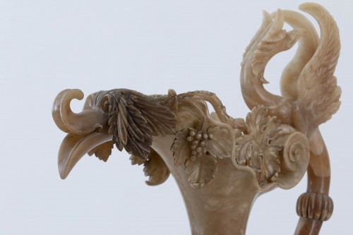 Paire de vases italiens monumentaux du 19e en albâtre de Volterra - Objet de décoration Style 