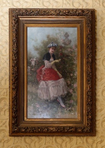 Dame dans un jardin fleuri - Eisman-Semenowsky Emile (1859 - 1911) - Tableaux et dessins Style 