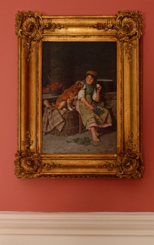 The Woman and the Dog - Frederico Mazzotta (1839 - 1897) - Paintings & Drawings Style 