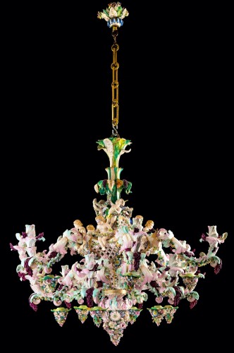 Meissen porcelaine chandelier with cherubs made in the 19th century - Napoléon III
