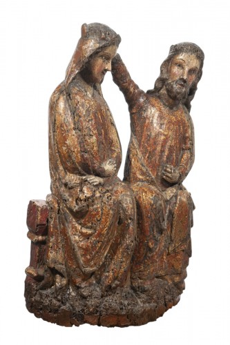 Groupe en bois polychrome et doré représentant le Couronnement de la Vierge Cologne,