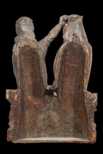 Sculpture Sculpture en Bois - Groupe en bois polychrome et doré représentant le Couronnement de la Vierge Cologne,