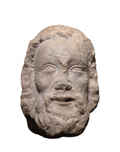 Stone Head of an Apostle, 13th Century — Île-de-France