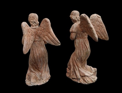 Paire d'anges en terre cuite - Sculpture Style Renaissance
