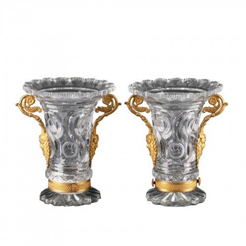 Pair of crystal vases attributable to l'escalier de cristal circa 1820
