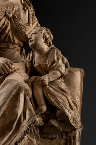 18th century - Princess with her daughter, terracotta, 18th French school