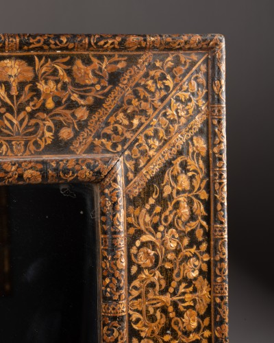 Mirror in lacquer and straw marquetry, Louis XIV period. - Mirrors, Trumeau Style Louis XIV