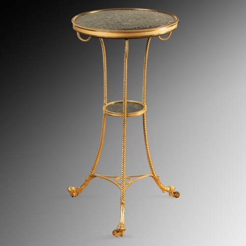 Antiquités - Tripod pedestal table in gilded bronze, Paris circa 1790