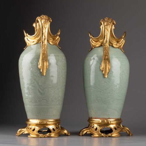 Louis XV - Pairs of celadon porcelain vases, Paris around 1760