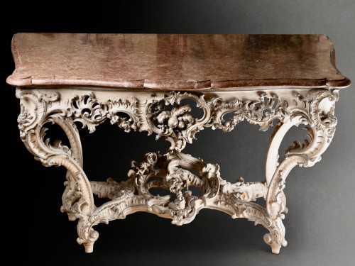 Console table with « rocaille » decoration, Provence, circa 1730 - 
