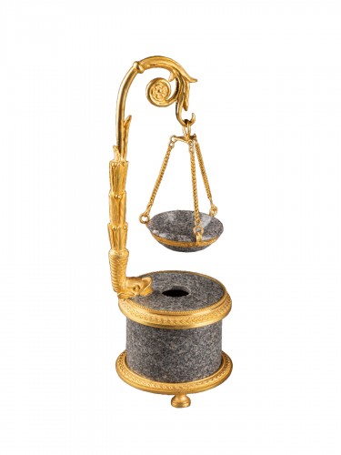 Antique incense burner in hard stone and gilded bronze, Vienna around 1810