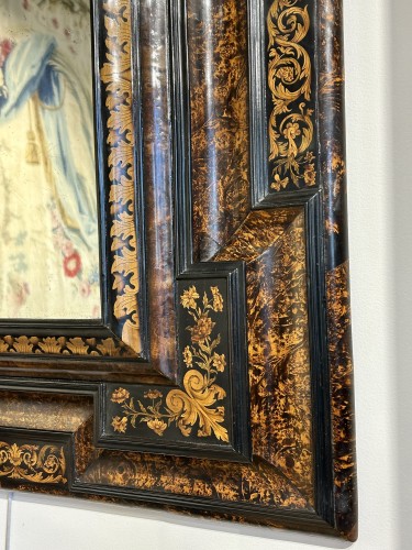 Antiquités - Miroir en bois indigènes attribué à Thomas Hache, époque Louis XIV
