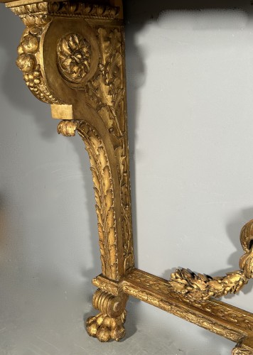 Louis XVI - Wall console in gilded oak, Paris circa 1785