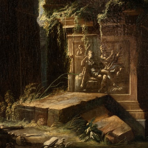 L’aumône à Bélisaire dans les ruines de Rome, attribué à J.N Servandoni  - Tableaux et dessins Style Régence