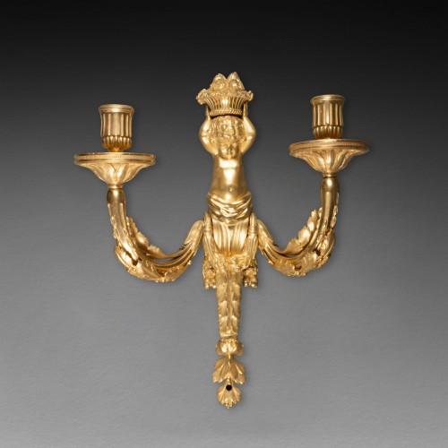 Pair of sconces with canephore children, Paris circa 1780 - Lighting Style Louis XVI