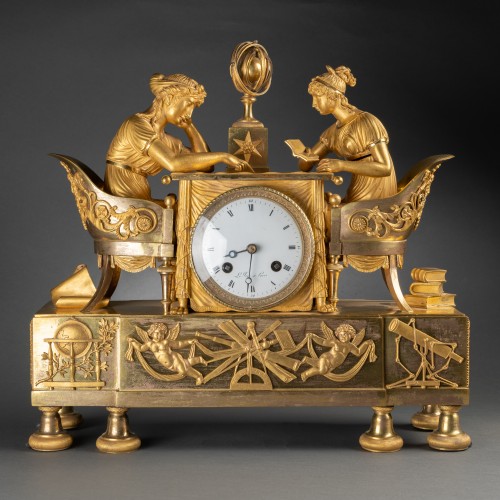 XIXe siècle - Pendule la leçon d’astronomie par Claude Galle, époque Empire vers 1810