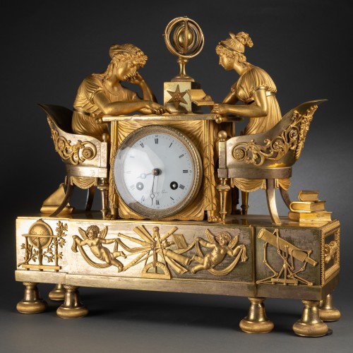 Pendule la leçon d’astronomie par Claude Galle, époque Empire vers 1810 - Empire