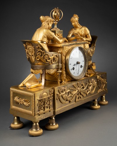 Antiquités - Pendule la leçon d’astronomie par Claude Galle, époque Empire vers 1810