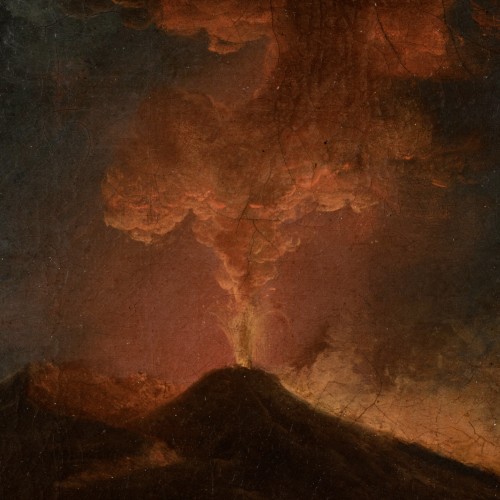 Nocturnal eruption of Vesuvius, attributed to Lacroix de Marseille, c. 1770 - Paintings & Drawings Style Louis XV