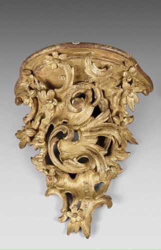 Mobilier Console - Paire de consoles en bois de chêne doré, Paris époque Louis XV