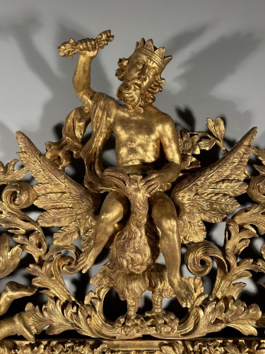 Mirror Jupiter on his eagle, Aix en Provence Louis XIV period - Mirrors, Trumeau Style Louis XIV