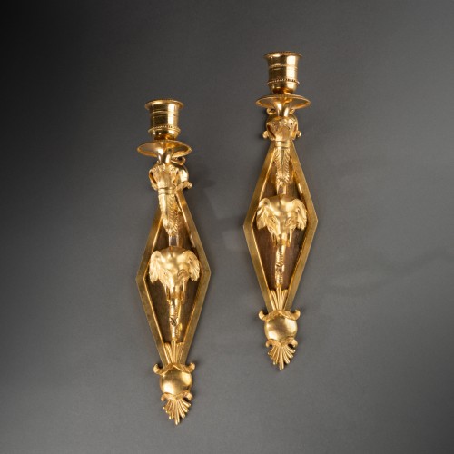 19th century - Pair of elephant sconces, Paris around 1800