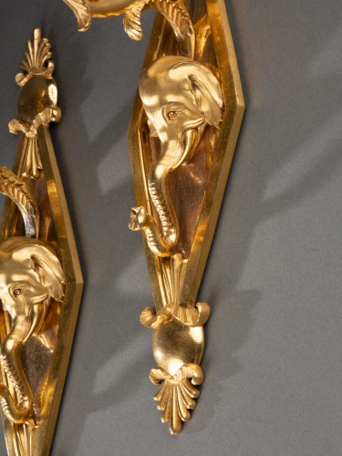 Pair of elephant sconces, Paris around 1800 - Empire