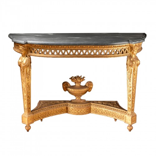 Console en bois doré aux cariatides, Paris époque Louis XVI vers 1790