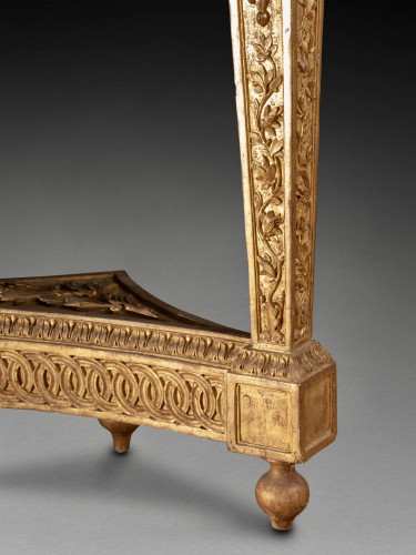 Antiquités - Console en bois doré aux cariatides, Paris époque Louis XVI vers 1790