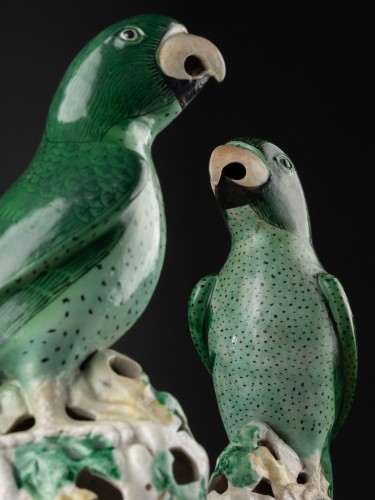 Pair of bronze-mounted cookie parrots, China 18th century - Porcelain & Faience Style Louis XV