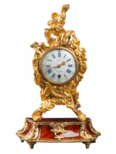 Rocaille clock with marquetry base, Paris, Louis XV period