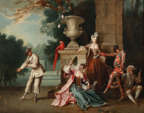 La troupe de la Commedia dell’ arte vers 1710 - Tableaux et dessins Style Louis XIV